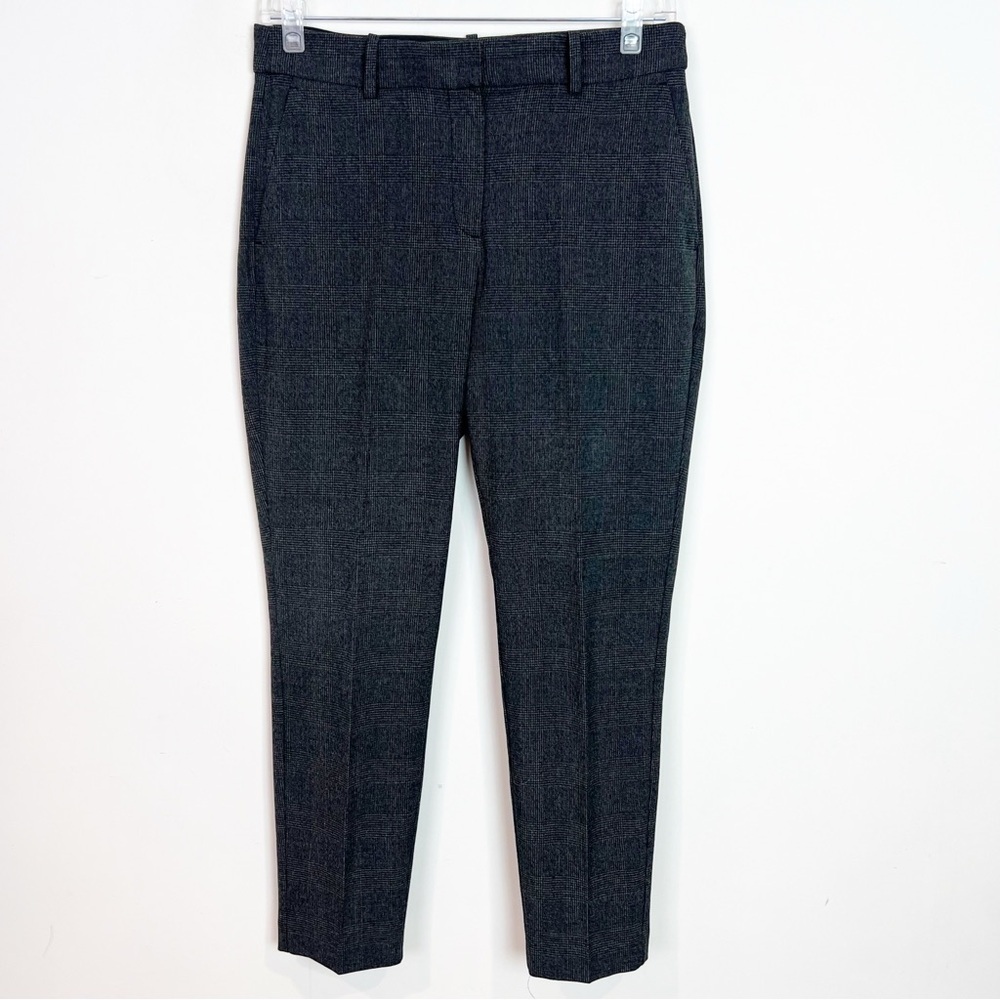 H&M GRAY BLACK GLEN PLAID TAPERED LEG FLAT FRONT PANTS WOMENS SZ 10